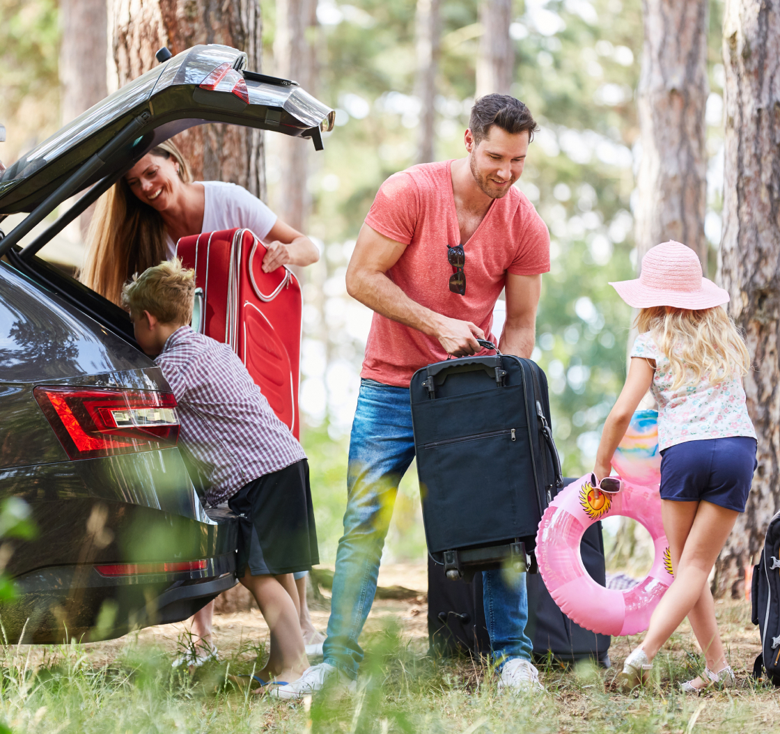 family with car